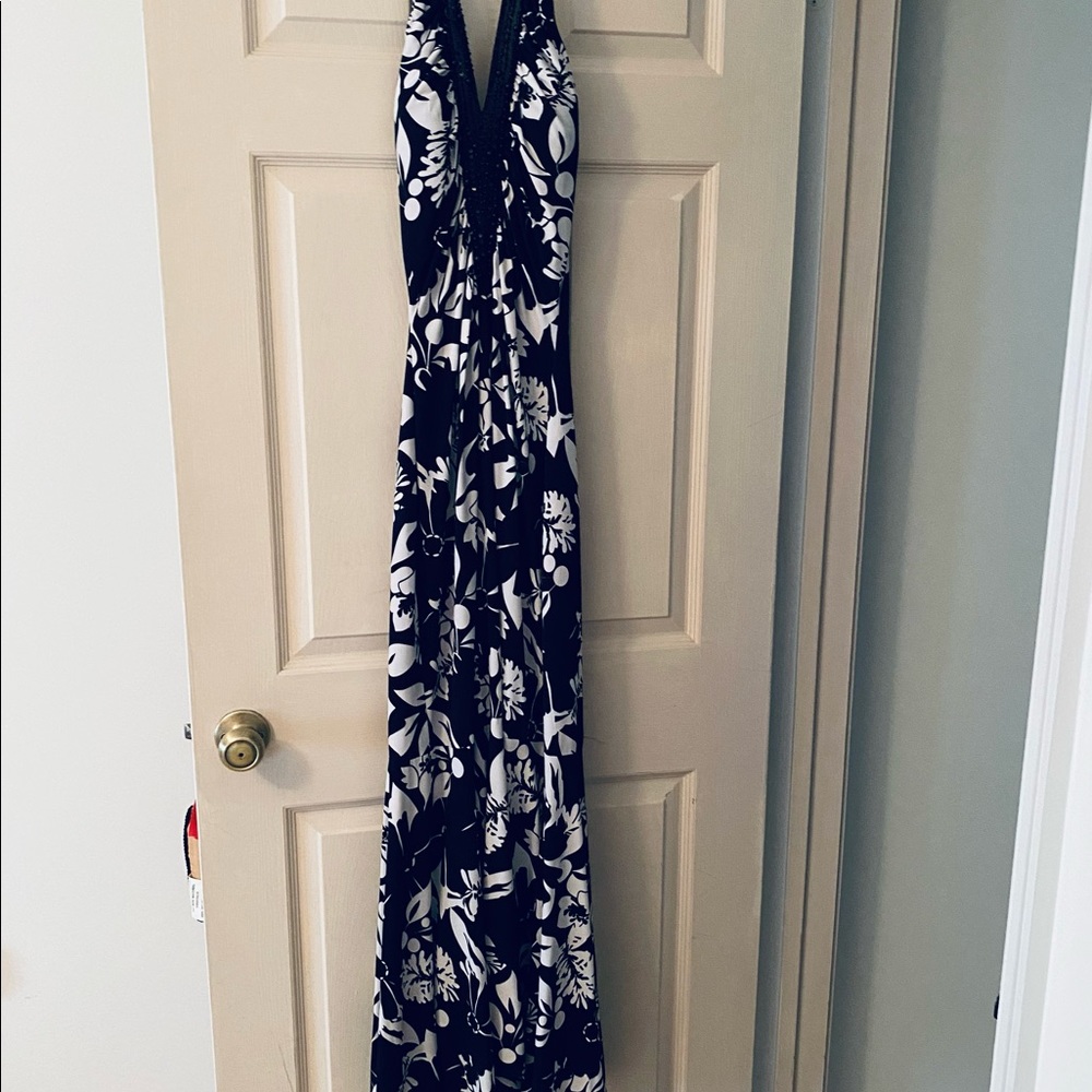 Black/White halter gown - size 10